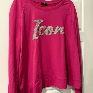 Lane Bryant Pink Crew Neck Sweater with Silver Detail